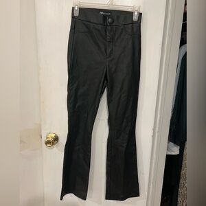 Zara Black Faux Leather Bootcut Pants